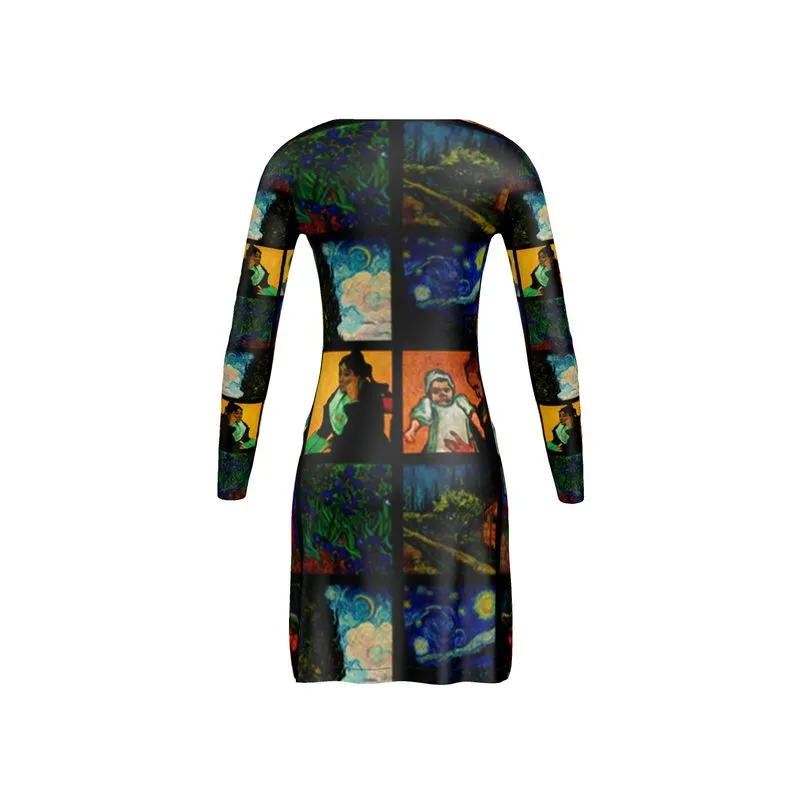 Van Gogh Collage Ladies Cardigan