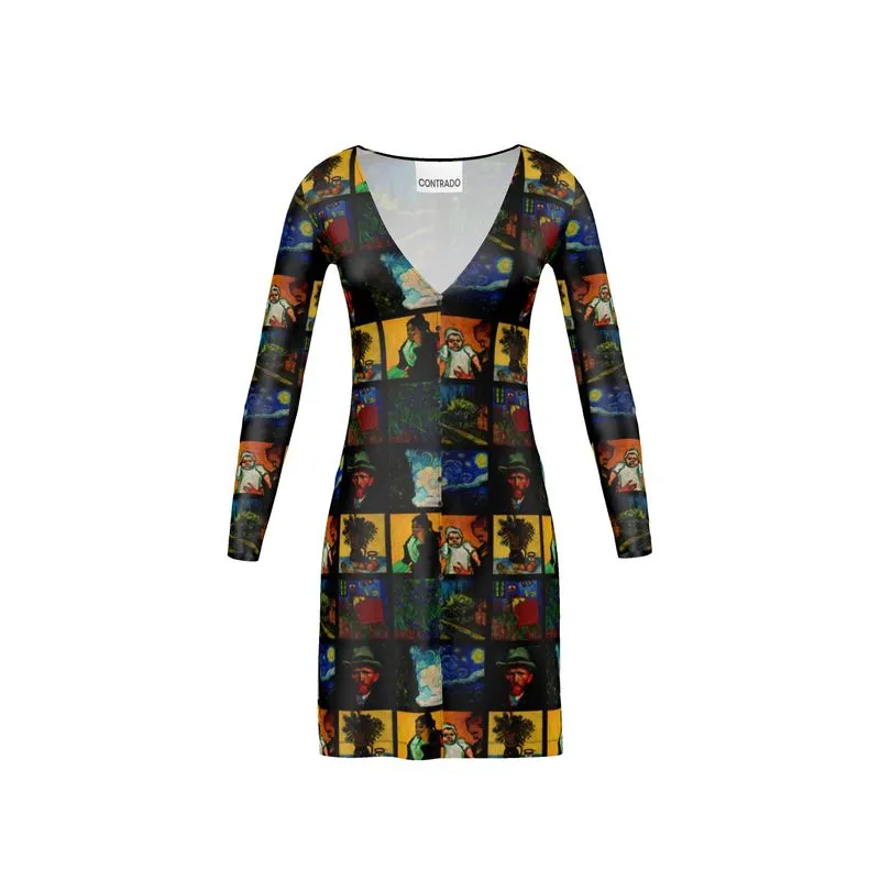 Van Gogh Collage Ladies Cardigan