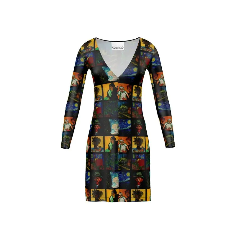 Van Gogh Collage Ladies Cardigan