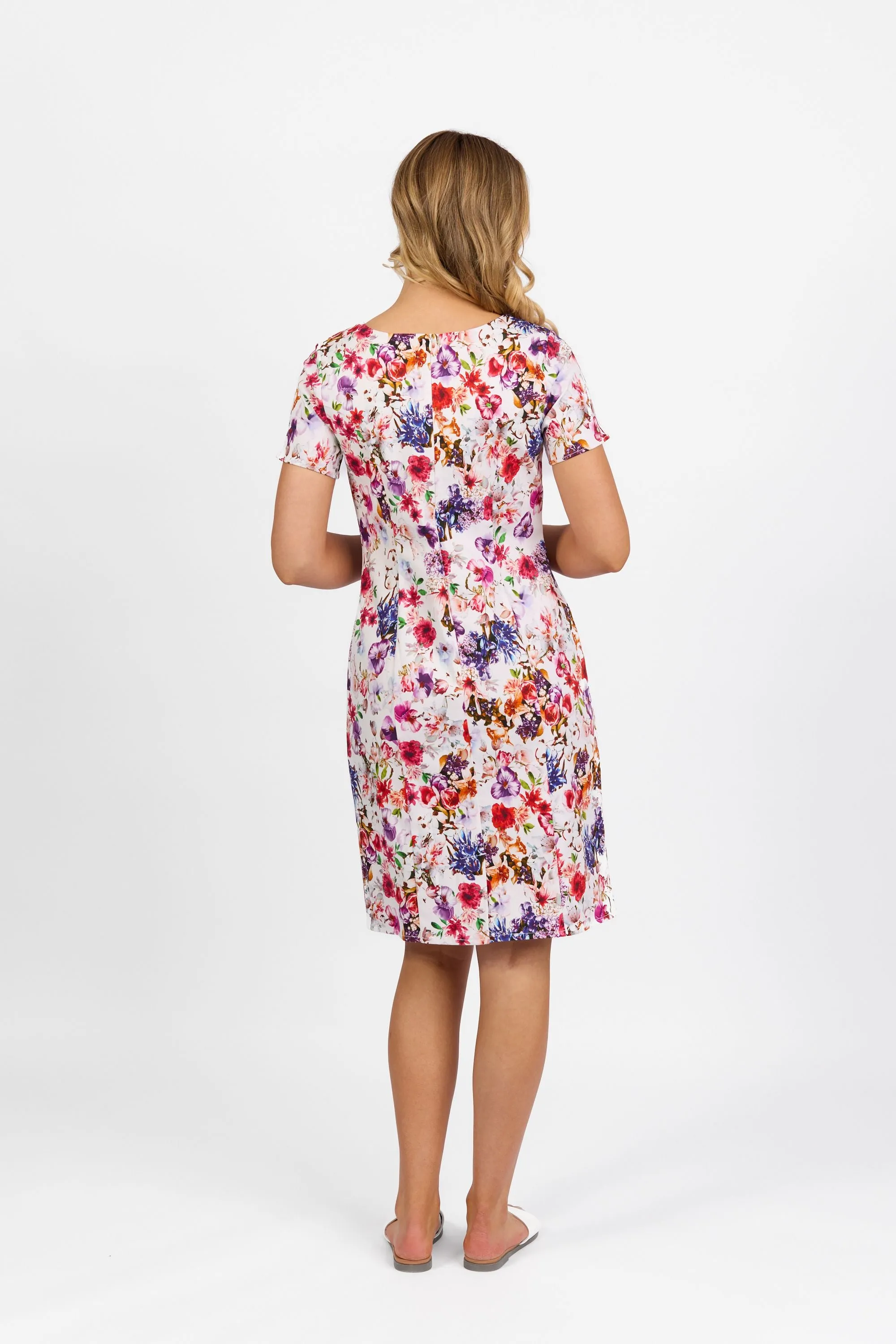 Vassalli - Printed Fitted Dress with Short Sleeve-Burst