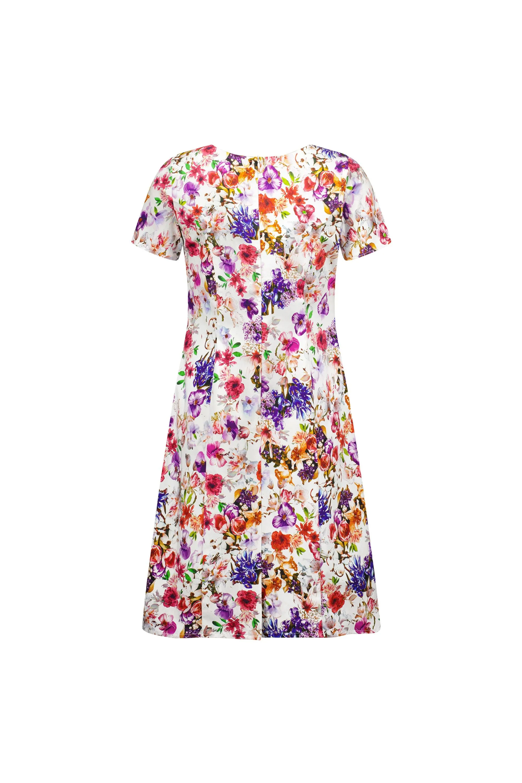 Vassalli - Printed Fitted Dress with Short Sleeve-Burst