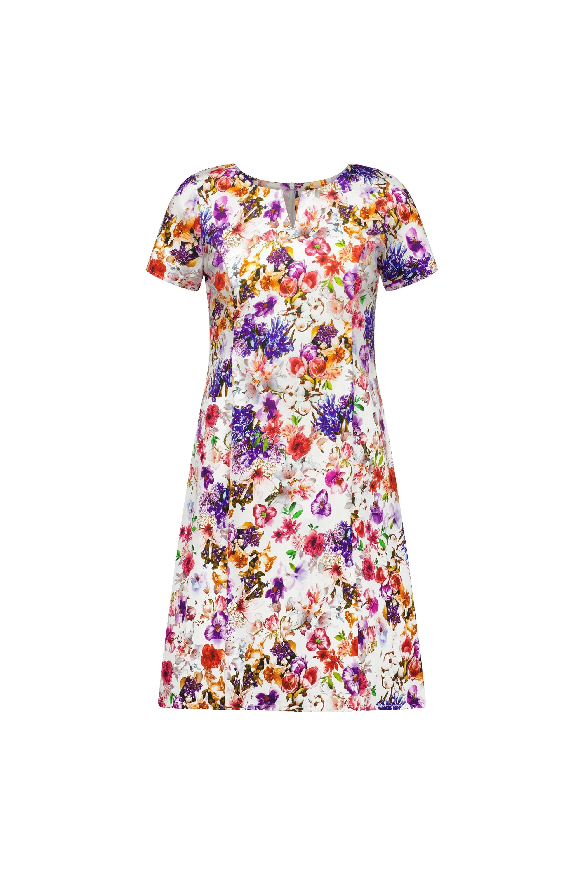 Vassalli - Printed Fitted Dress with Short Sleeve-Burst