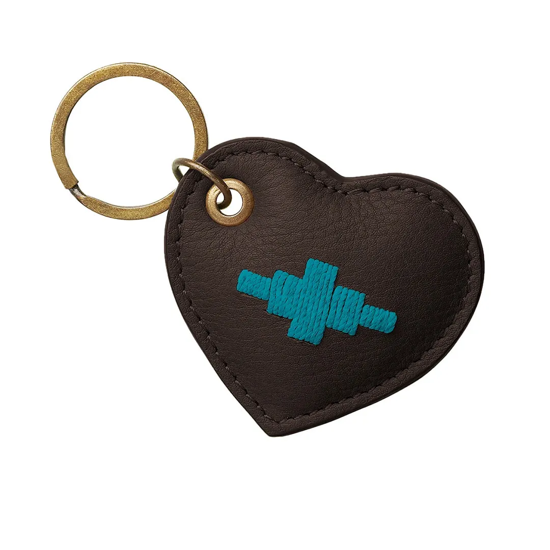 Vida Heart Keyring - Brown/Turqoise by Pampeano