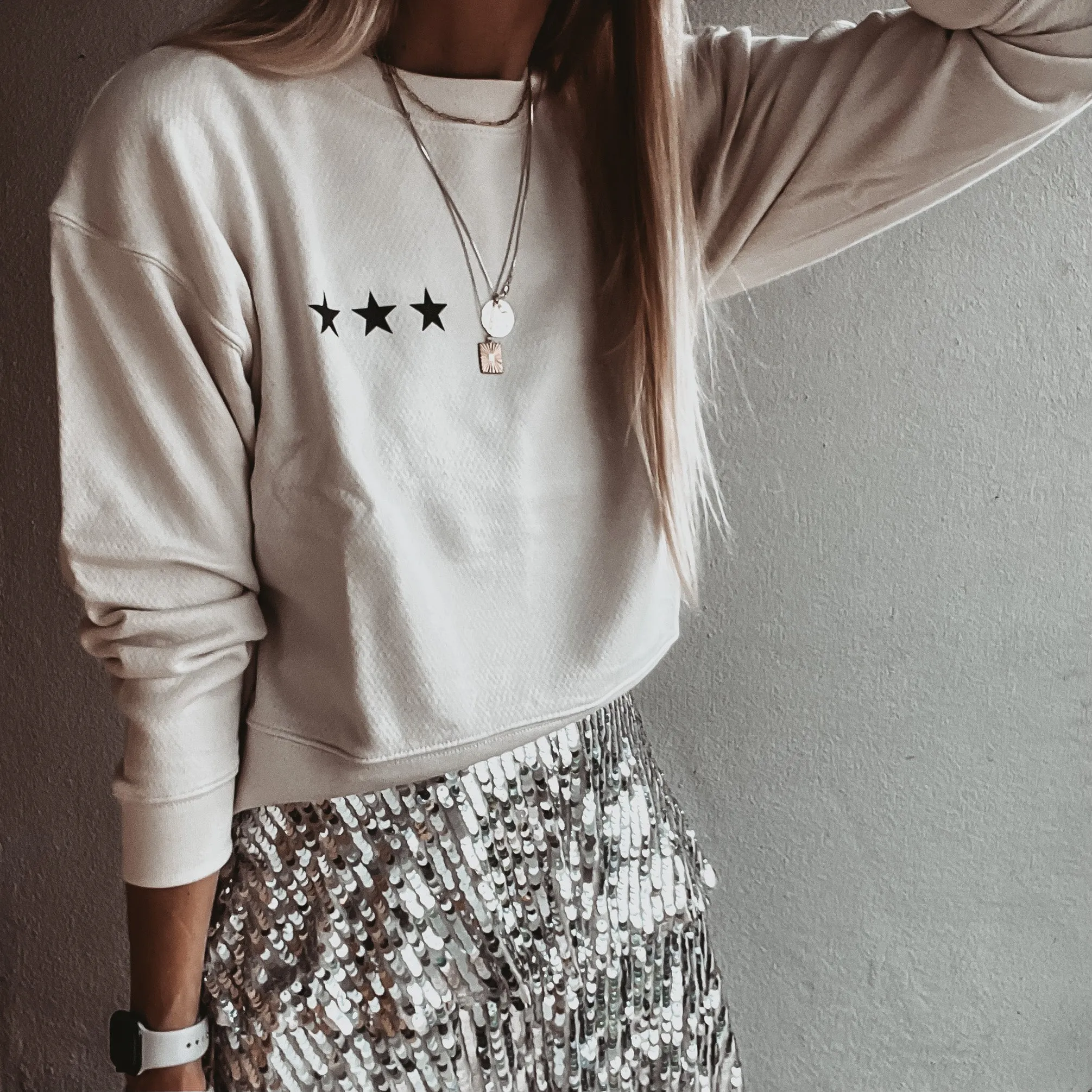 Vintage white IBIZA three stars sweatshirt *slightly cropped fit*