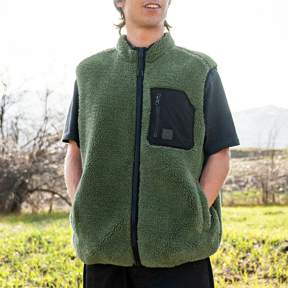 Volcom Muzzer Fuzzar Vest Jacket - Squadron Green