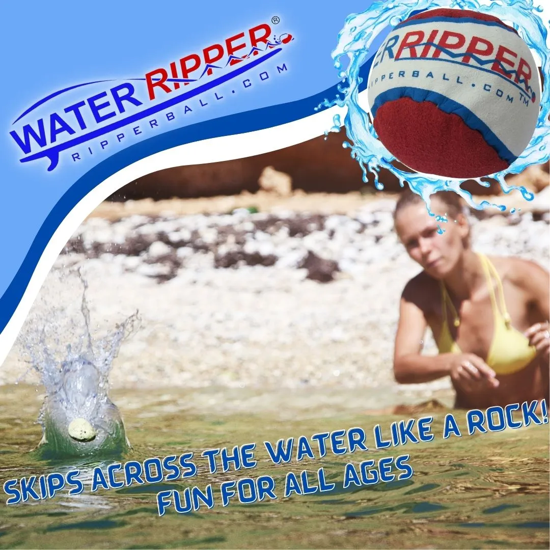 WaterRipper & SkipBiscuit (2 Pack) - Water Skipping Ball | Best Skip Balls for Swimming Pool - Patented Safer, Water Absorbing, Low-Profile Water Bouncing Ball That Skips Like a Rock but Doesn’t Hurt!