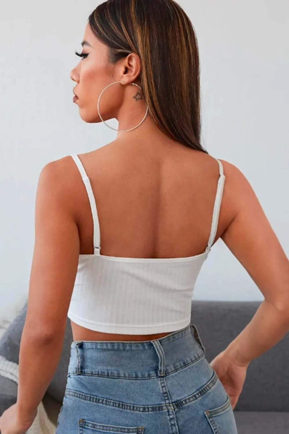 White Crop Cami Top