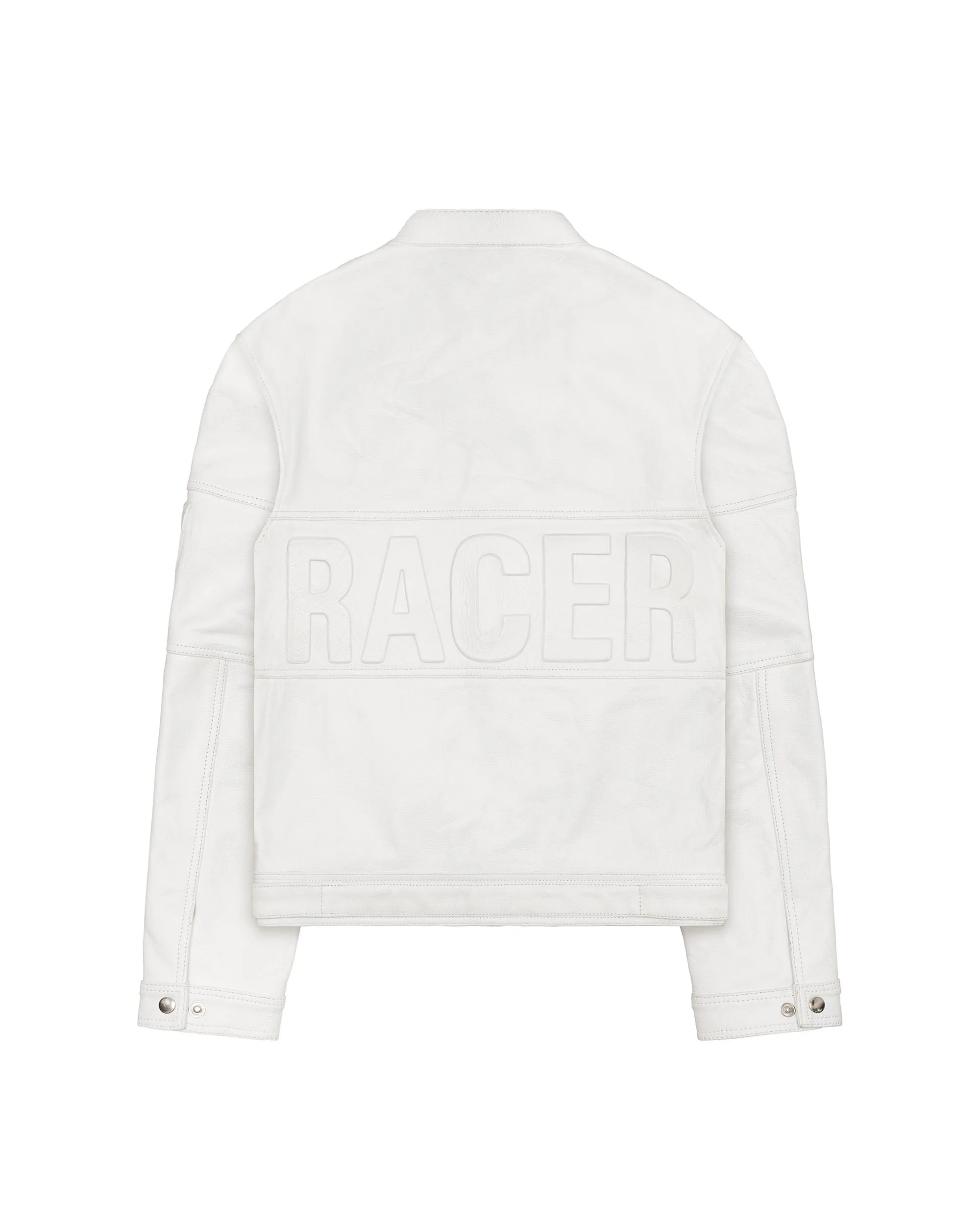 White Embossed Leather Jacket