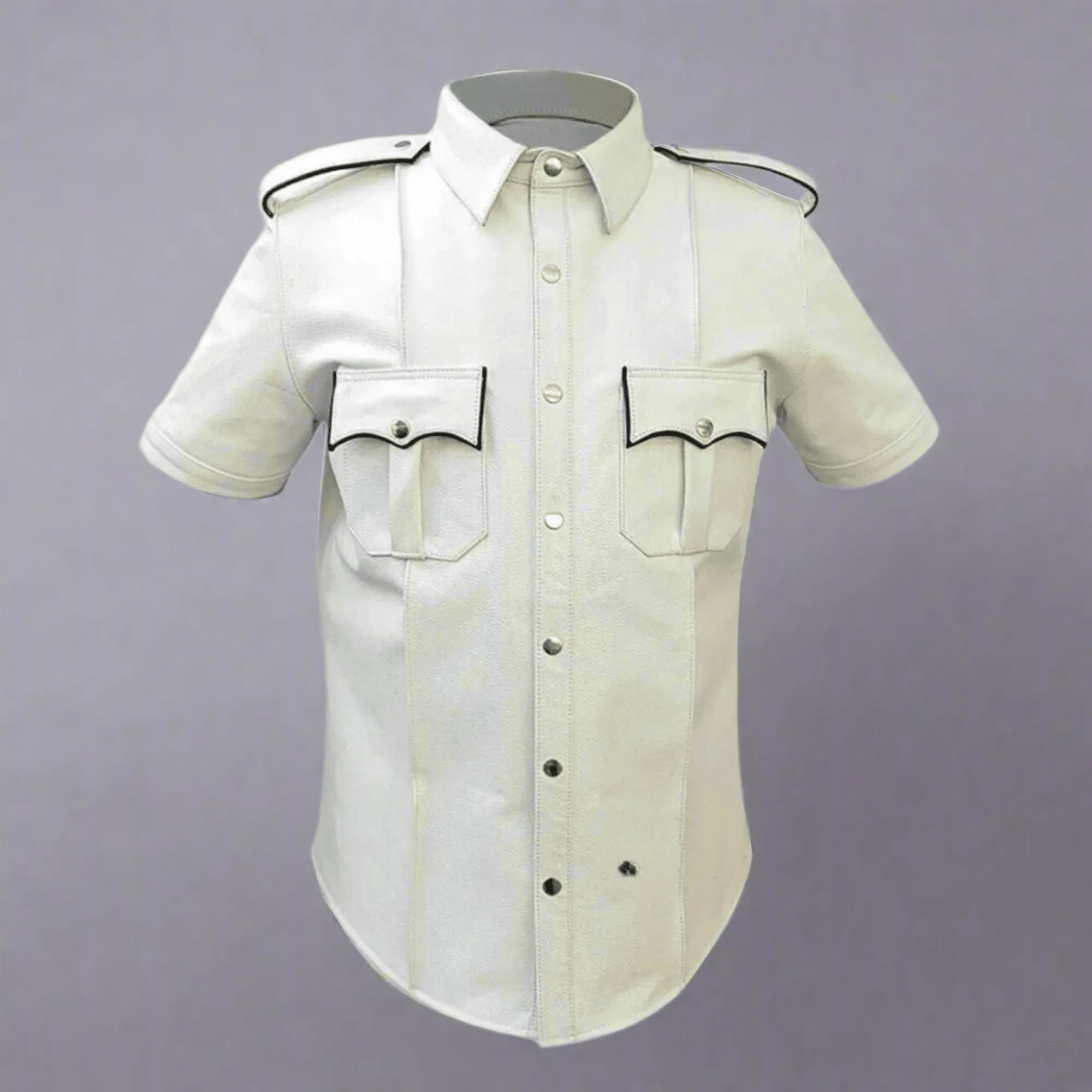 White Leather Shirt Mens