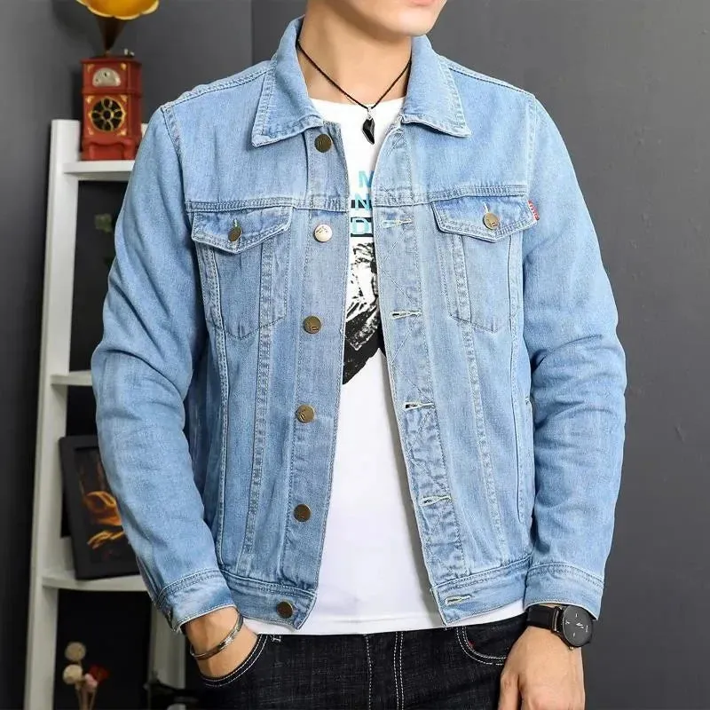 Wholesale Loose-fit Denim Jacket For Men 2023 New Style Korean Trendy Brand Casual Top Spring Autumn Cropped Jacket