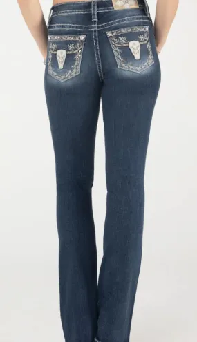 Women's Miss Me Longhorn Floral Bootcut Jean