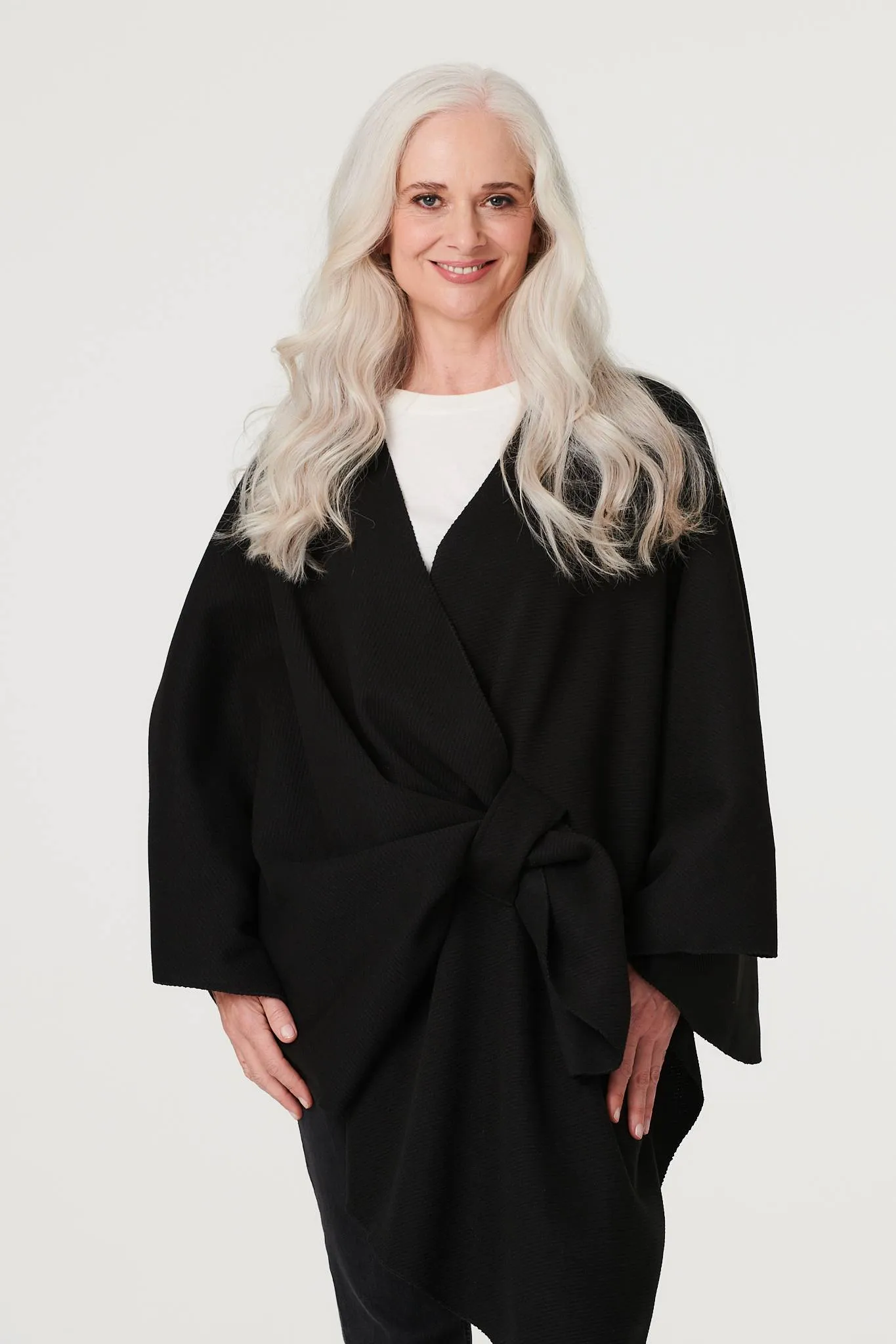 Wrap Front Asymmetric Cape Coat