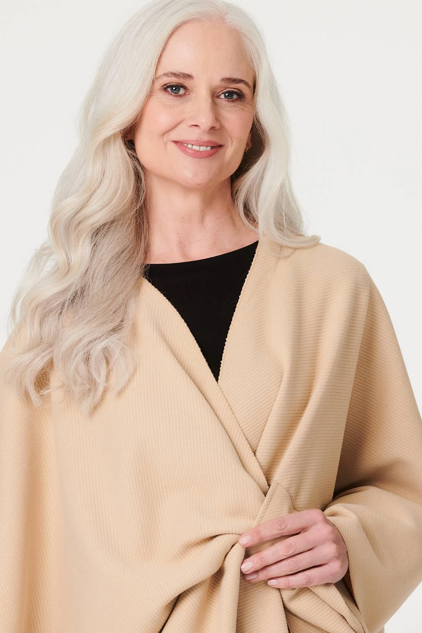 Wrap Front Asymmetric Cape Coat