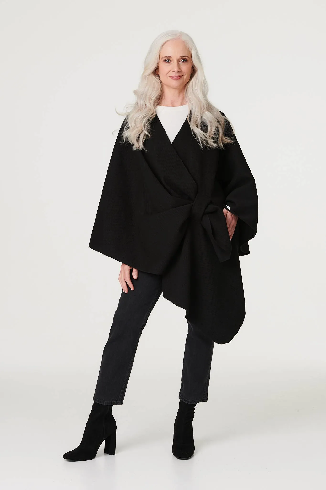 Wrap Front Asymmetric Cape Coat