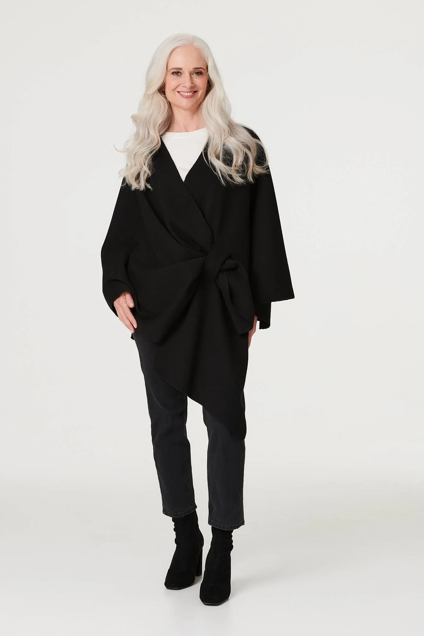 Wrap Front Asymmetric Cape Coat