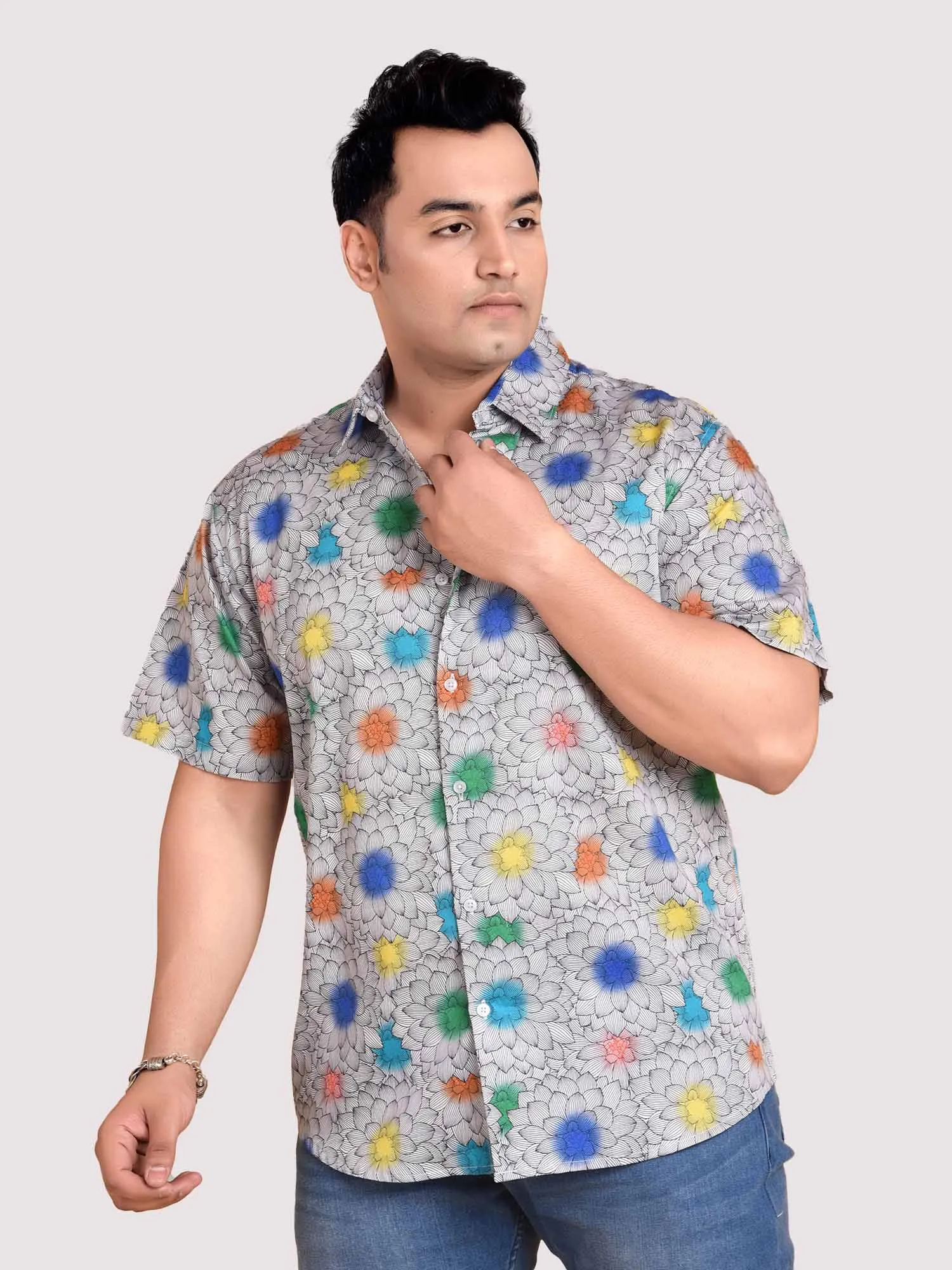 X Eric Haze graphic Digital Printed Shirt Men's Plus Size