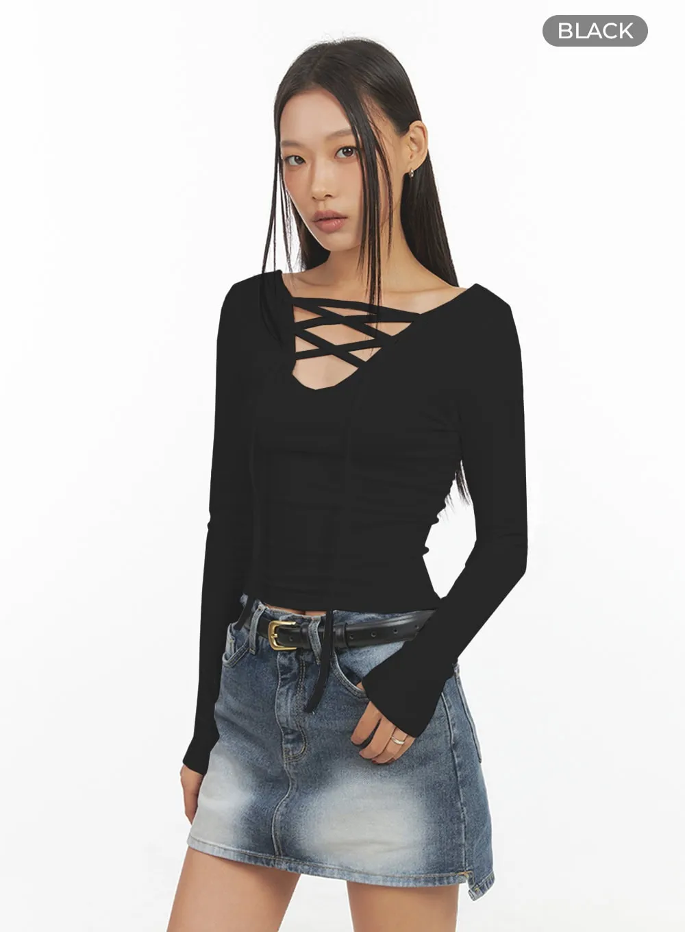 X Strap Slim Fit Crop Top IS427