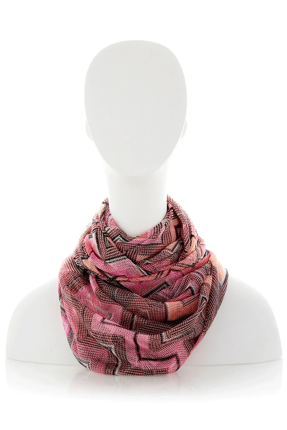 ZIG ZAG Pink Fringed Woman Scarf